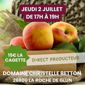 CAGETTE 4 KG PÊCHES à venir retirer le 2 juillet de 17h à 19h